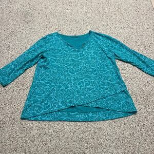 Fresh Produce 3/4 Sleeve V-Neck Tee XL Floral Beach Coastal Summer Casual